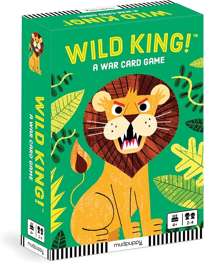 Mudpuppy Wild King! – Animal Version of Classic Kids War Card Game with Adorable Illustrations of Wild Animals for Children Ages 4 and Up, 2-4 Players, Brown