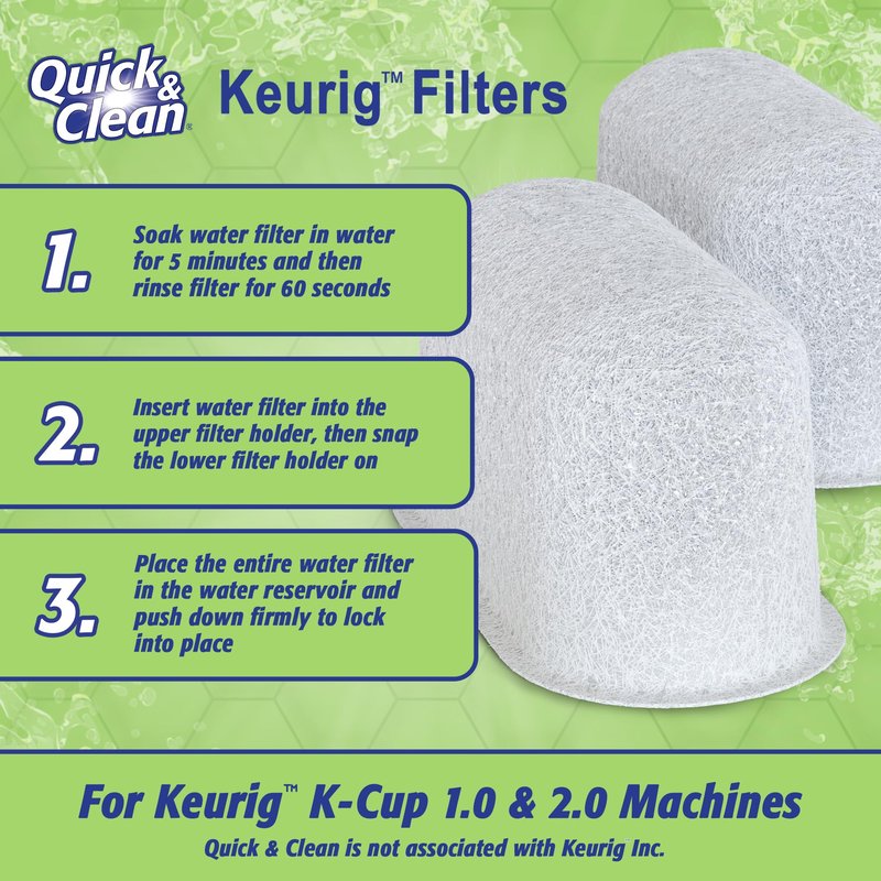Quick & Clean 4-Pack Cleaning Cups with Descaler and Filters Bundle (2 Total Uses) - 2.0 Compatible, Descaling Solution for Keurig, Nespresso, Ninja, Delonghi, All Coffee and Espresso Machines