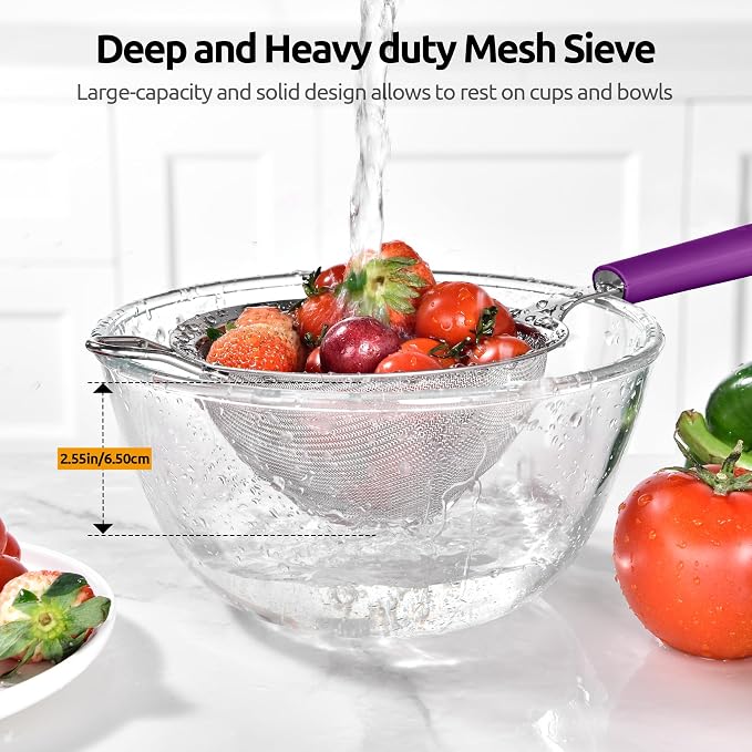 U-Taste Medium Fine Mesh Strainer: 18/8 Stainless Steel 4.73in 30 Mesh Kitchen