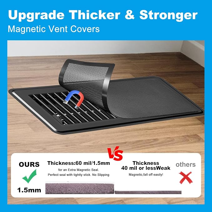 6-Pack Black Magnetic Vent Covers 7x11 Inch