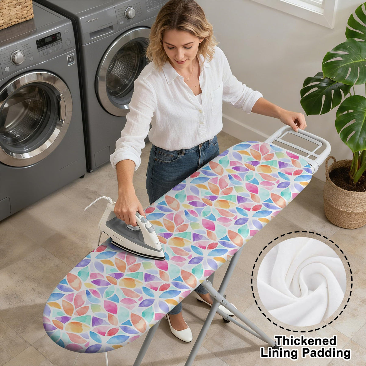 Ironing Board Cover 15"x54", Standard Size Replacement Iron Board Covers with Thick Padding, Heavy Duty Non-Slip Board Cover Fitted with Elastic Edges and Velcro Straps