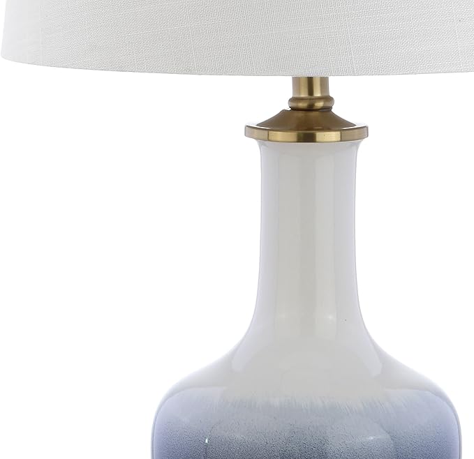 JONATHAN Y JYL3019A Gradient 25" Ceramic/Brass LED Table Lamp Contemporary Traditional Bedside Desk Nightstand Lamp for Bedroom Living Room Office College Bookcase LED Bulb Included, White/Navy