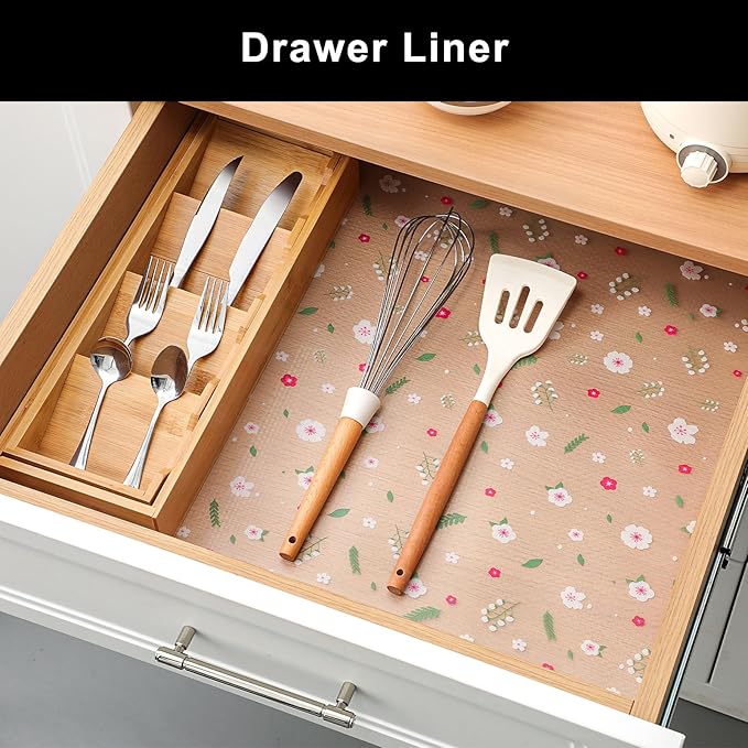 Cooyes Shelf Liner – Premium Non-Adhesive Cabinet & Drawer Liner for Kitchen – Waterproof Shelf Paper with Modern Pattern – Durable EVA Cabinet Mat – Easy to Cut （24" W x 120" L）