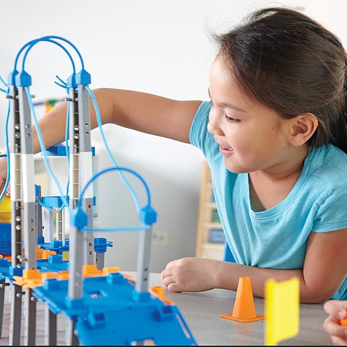 Learning Resources City Engineering and Design Building Set, Engineer STEM Toy, Construction Toys, 100 Pieces, Simple Machines Kids, Ages 5+
