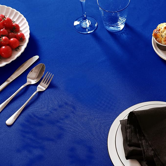 6 Pack Royal Blue Round Tablecloths 132 Inches Table Cloth Stain and Wrinkle Resistant Washable Polyester Table Cover Fabric for Party, Wedding,Dining,and Banquet Decoration