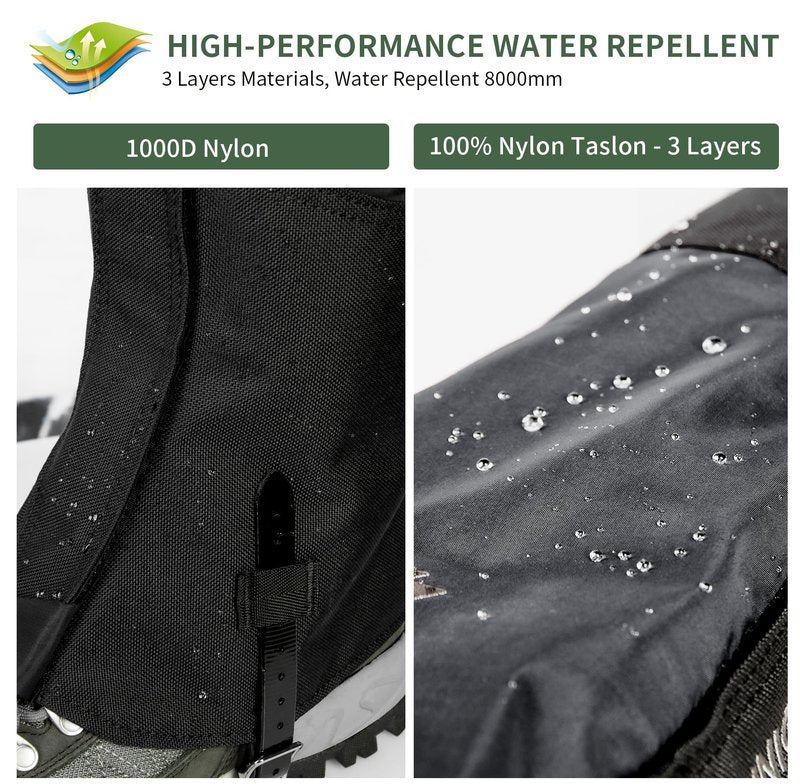 Unigear Snow Leg Gaiters, Waterproof Boot Gaiters for Hiking Walking Climbing Hunting Skiing 1000D Fabric (Large)