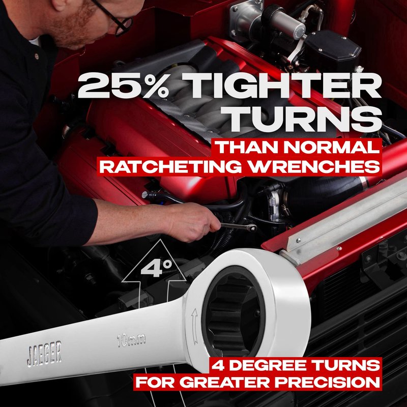 Jaeger 10 mm TIGHTSPOT Ratchet Wrench with Precision Movement and Hardened, Polished Steel for Projects with Metric Tight Spaces