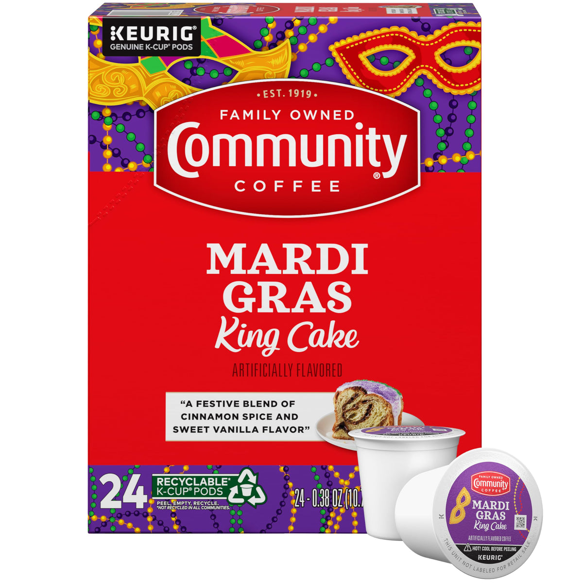 Community Coffee Grandma's Sugar Cookie Keurig K-Cup Pods, Limited Edition Holiday Flavor, Natural Ingredients, 10 Count (Pack of 6)