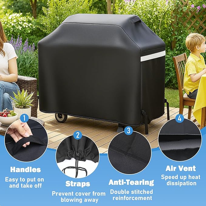 Utheer 65 Inch Barbecue Grill Cover, Heavy Duty Waterproof Charcoal Gas Grill Cover, Special Fade and UV Resistant Material, All Weather Protection, for Weber Char-Broil Nexgrill Brinkmann and More