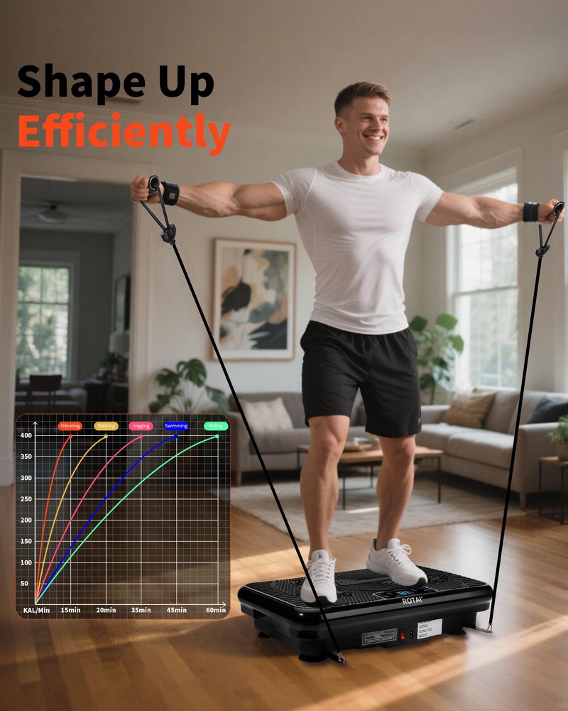 ROTAI Shake Plate Vibration Exercise Machine for Lymphatic Drainage Massager & Weight Loss, 400 lbs Capacity Whole Body Vibrating Plate Workout for Women and Men
