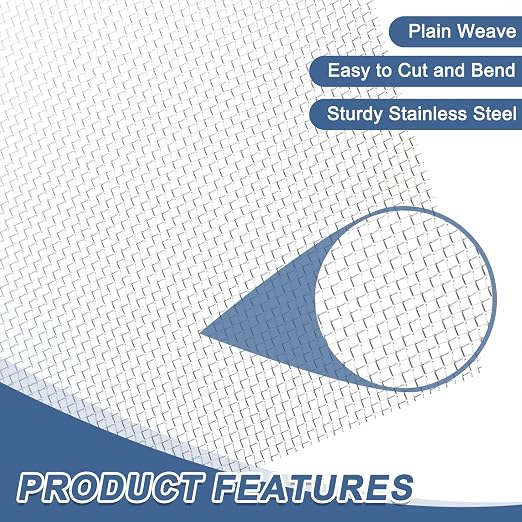 uxcell 16 Mesh 118" x 10" Woven Wire Mesh, 316 Stainless Steel Air Vent Filter