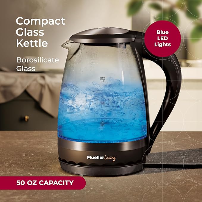 Mueller Living 1.5L Electric Kettle, Tea Kettle for Boiling Water