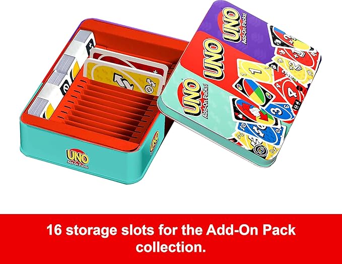 Mattel Games UNO Card Game with 2 Add On Packs & Collectible Tin for Kids, Adults & Family Game Night. 2 to 10 Players (Amazon Exclusive)