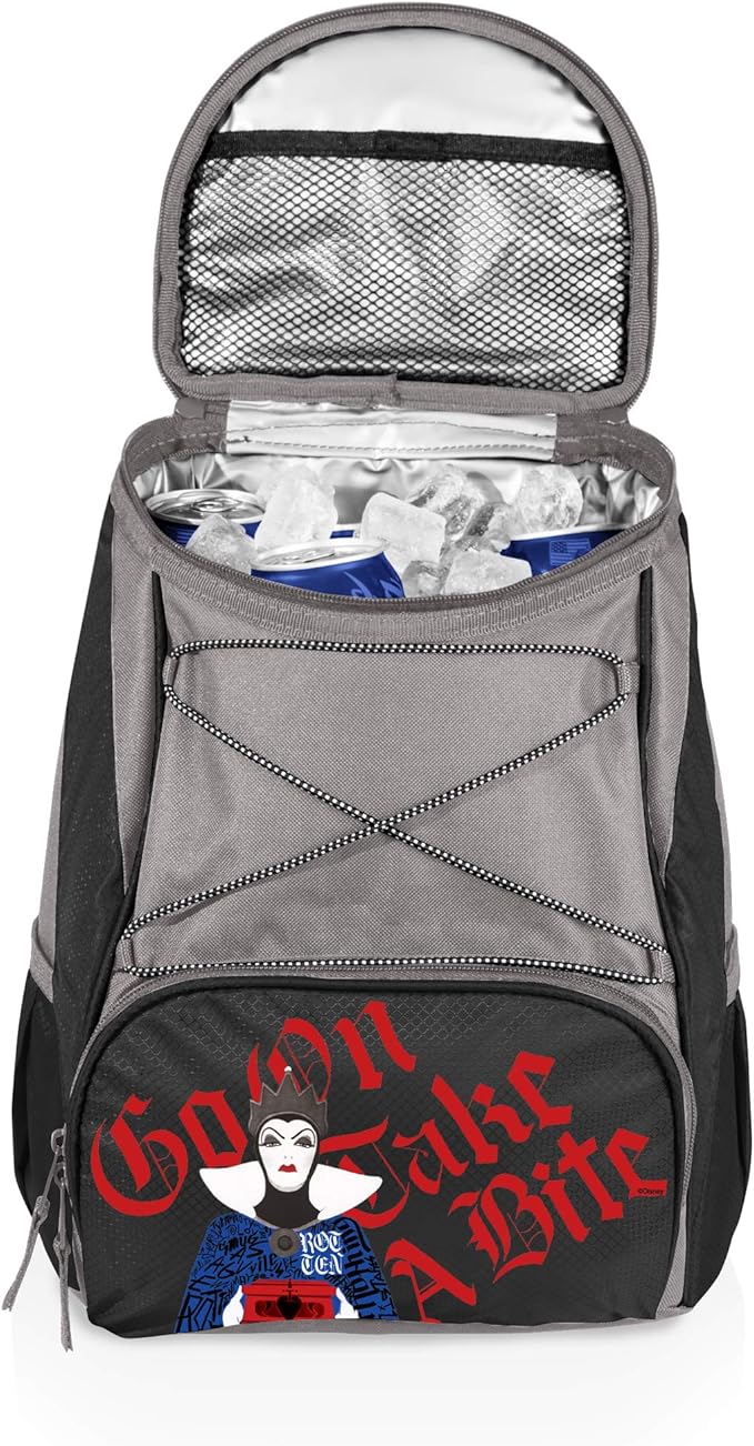 Picnic TIME Disney Snow White Evil Queen Backpack Cooler, Insulated Leakproof Soft Cooler Backpack, Waterproof Lunch Bag, Portable Hiking Ice Chest for Beach, Picnic, Camping & Travel (Black Gray)