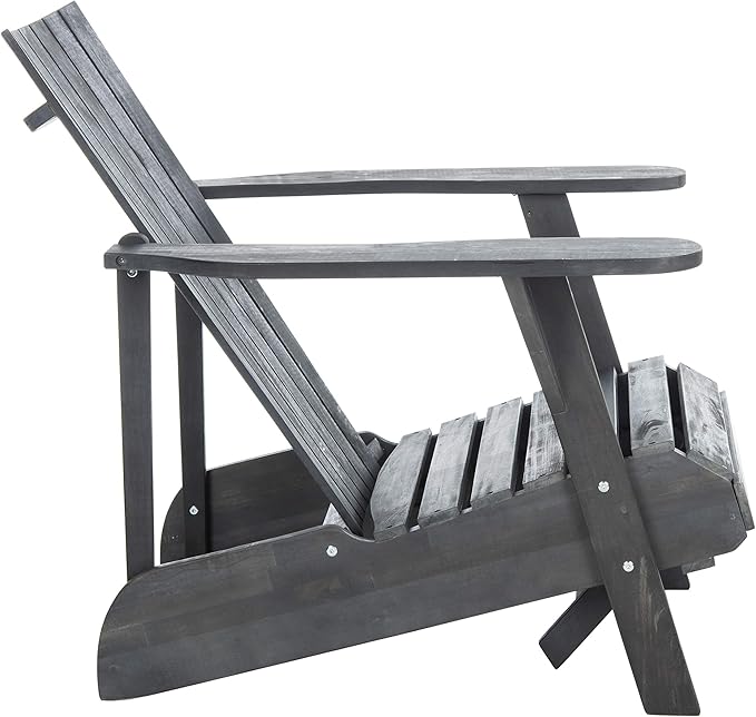 SAFAVIEH PAT6760A Outdoor Collection Merlin Natural Retractable Foot Rest Adirondack Chair
