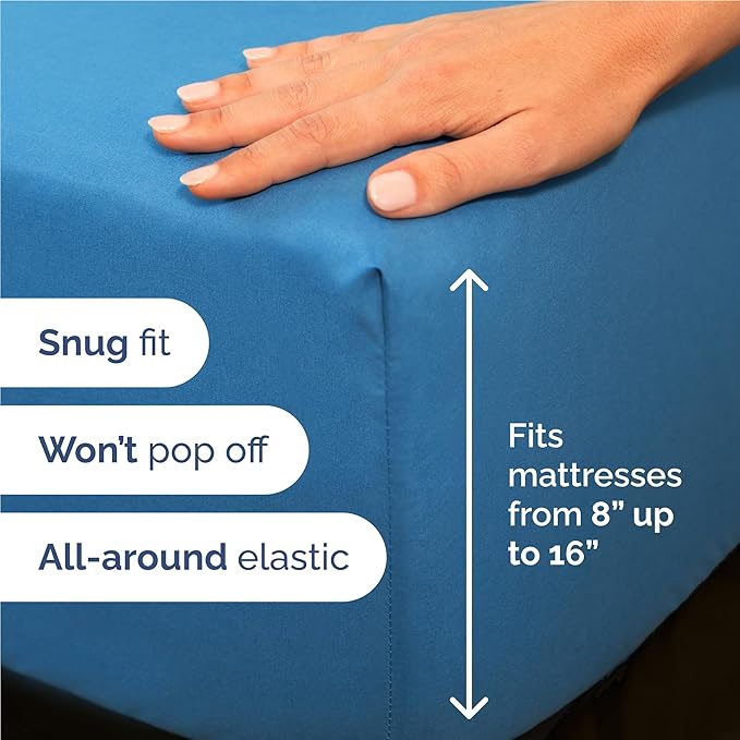 Twin XL Size 3 Piece Sheet Set - Comfy Breathable & Cooling Bed Sheets Set - Hotel Luxury Bedding for Women, Men, Kids, Teens, Boys & Girls - Deep Pockets, Soft, Wrinkle Free - Oeko-Tex - Denim Blue