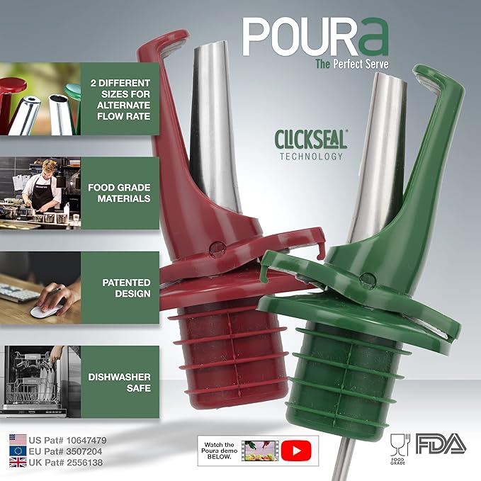 Airtight Oil and Vinegar Dispenser Spouts, 2 PCs