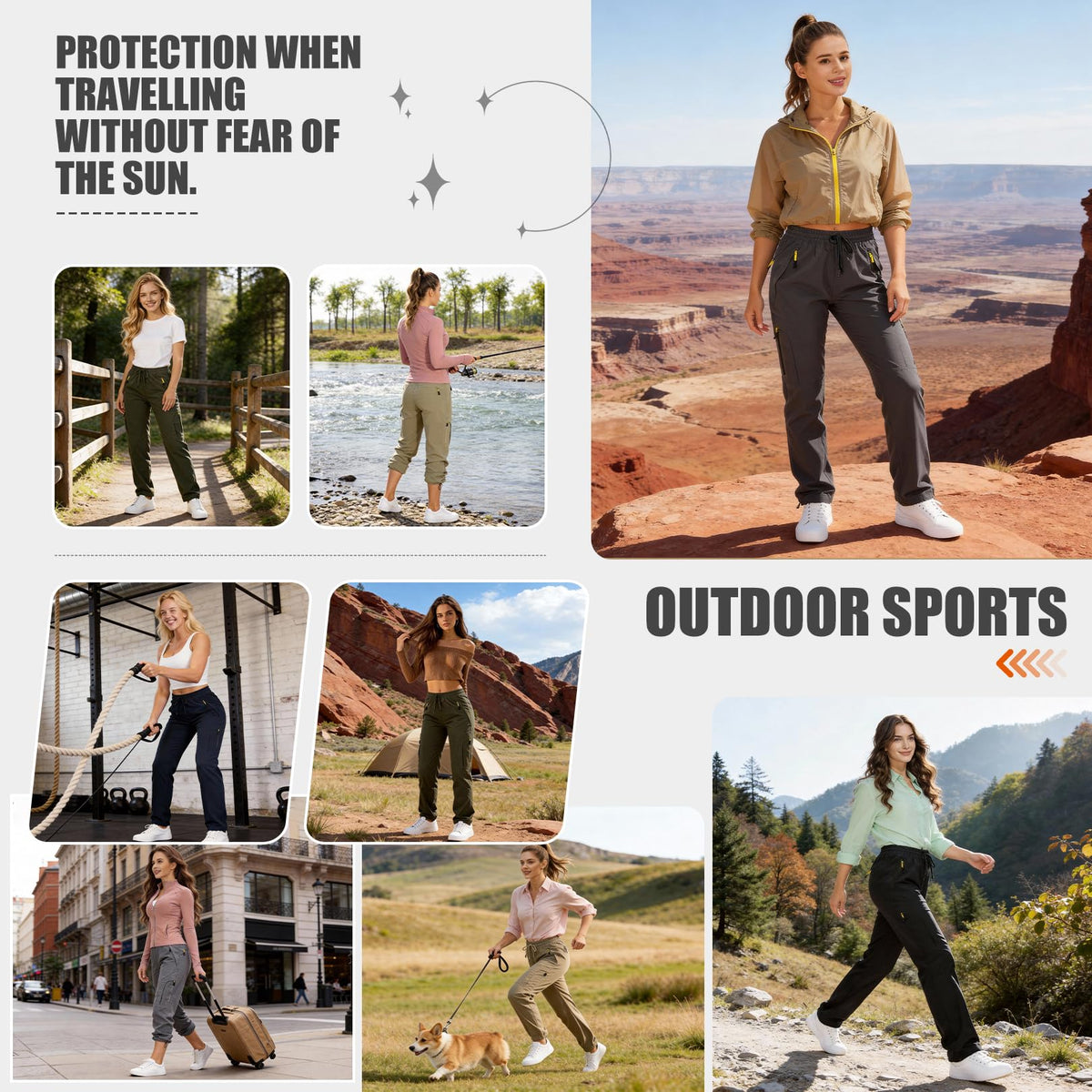 Toomett Women's Hiking Pants Quick Dry UPF 50 Travel Golf Pants Lightweight Camping Work Cargo Pants Zipper Pockets,6608,Blue,XS