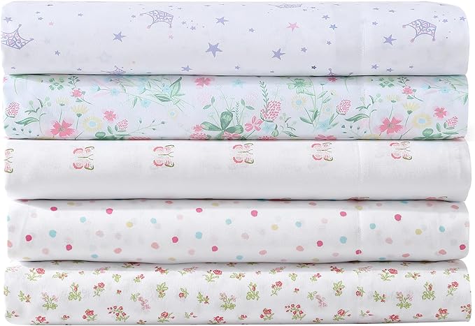 Laura Ashley Kids - Queen Sheet Set, Soft & Wrinkle-Resistant Toddler Bedding Set, Ideal Girl Room Essentials, Bed Sheets with Matching Pillowcases (Dancing Stars Purple)