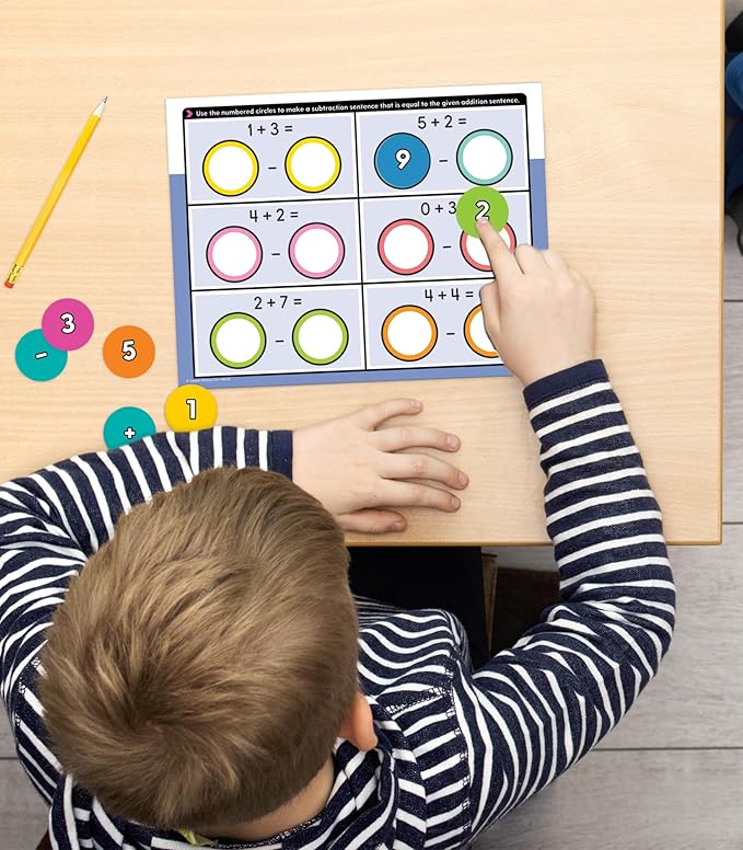 Carson Dellosa 22-Piece Number Sentence Edu-Clings Set, Dry Erase Mats and Silicone Math Manipulatives, Addition and Subtraction Mathematics Practice for Kids