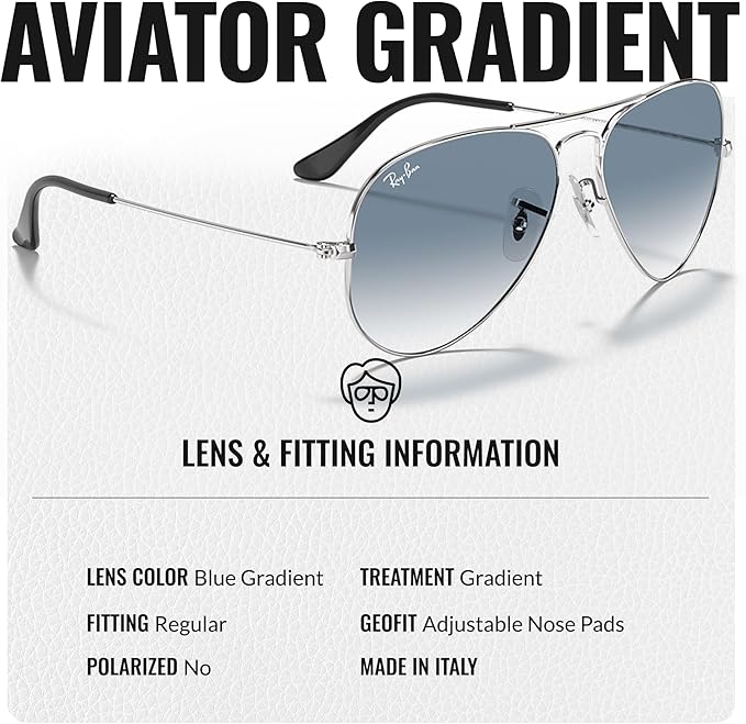Ray-Ban RB3025 AVIATOR GRADIENT Pilot Shaped Sunglasses for Men & Women with Official RAYBAN Eyewear Kit