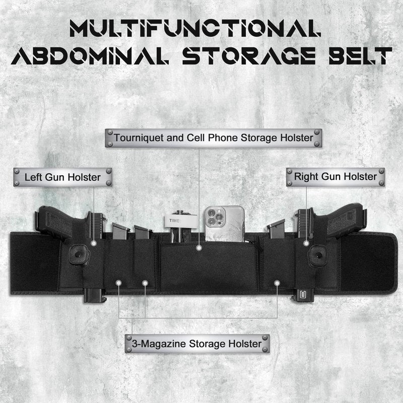 Steinfinit Belly Band Holster for Men Women, Belly Band Holster Ambidextrous, Belly Holster for Concealed Carry, Fits with Most Pistols and Revolvers Including Glock 17-43X, Taurus, Ruger LCP,S&W M&P