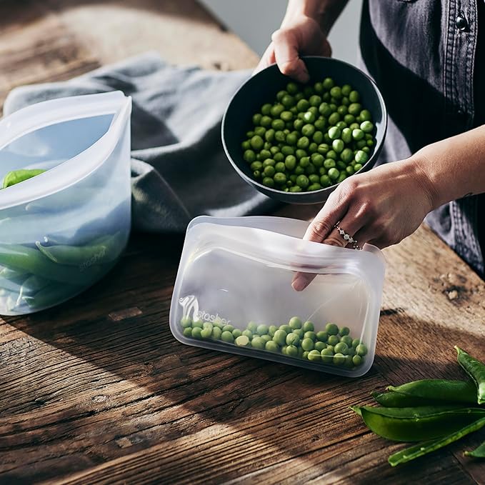 Stasher Premium Reusable Silicone Food Storage Snack Bag, Clear, 12 oz