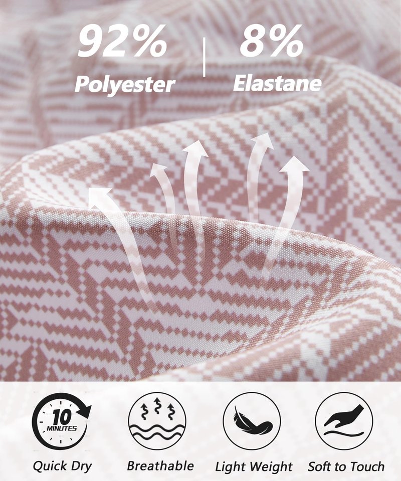 ELETOP Men's Swim Trunks Quick Dry Bathing Suit Swimming Board Shorts Mesh Lining Beach Swimwear Grid Pink 3XL
