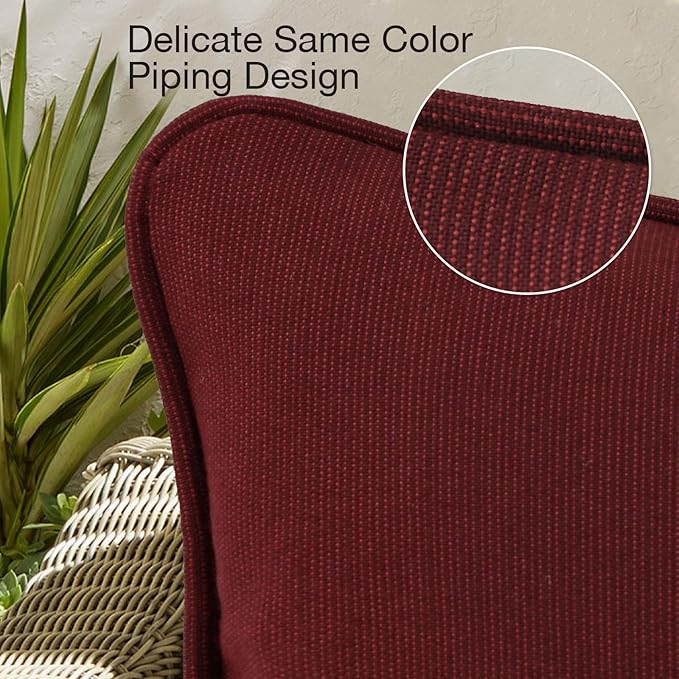 Sunbrella Decorative Outdoor Water Repellent Throw Pillows with Inserts, Set of 4, 20" x12" Pillows for Patio, Backyard, Bed, Couch, and Patio Furniture, Spectrum Ruby