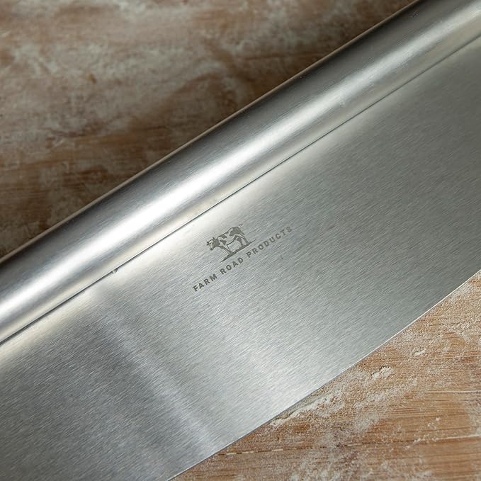Farm Road Products Stainless Steel Rocker Pizza Cutter – Heavy-Duty 13.75-Inch Blade – Professional Pizza, Dough, Bread, and Herb Slicer – Ergonomic Handle – Dishwasher Safe