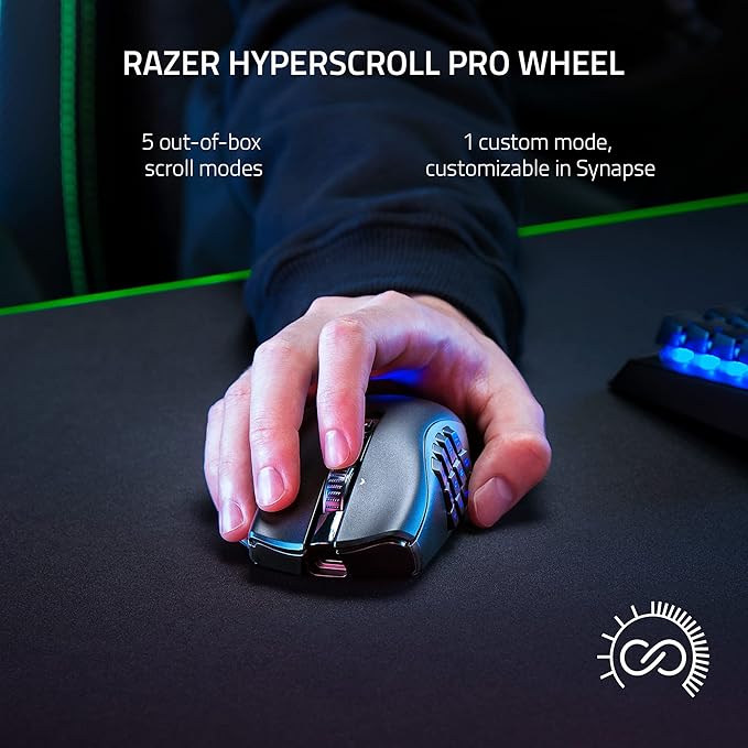 Razer Naga V2 Pro Wireless MMO Gaming Mouse: 19+1 Programmable Buttons w/Swappable Side Plates - HyperScroll Pro Wheel - Focus 30K Optical Sensor - Mouse Switches Gen-3-300 Hr Battery