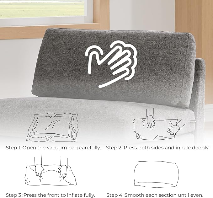 CHITA Super Large Luxury Loveseat Sectional Modular Sofa, Down Filled Modern Sofa, Deep Seat Comfty Cloud Couch, 83 inch Width, 2 Seat Couch, Solid Wood Leg, Grey
