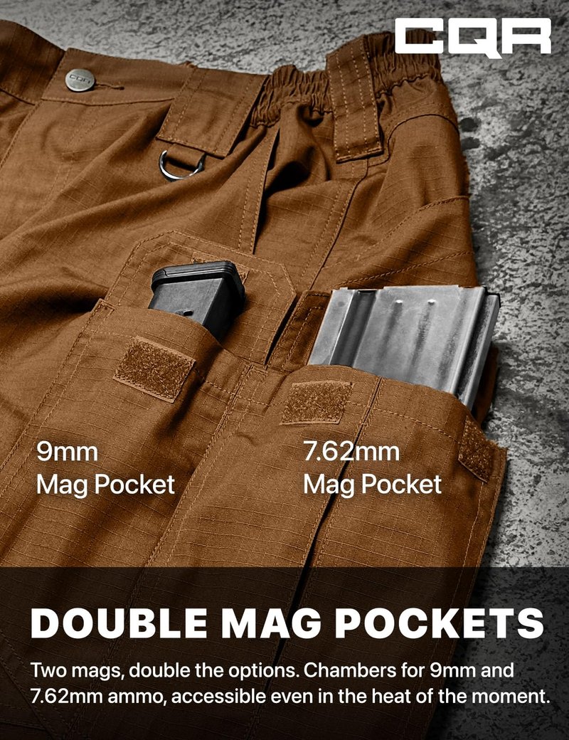 CQR Men's Tactical Pants, Water Resistant Ripstop Cargo Pants, Lightweight EDC Work Hiking Pants, Outdoor Apparel, Raider Mag Pocket Copper Brown, 38W x 32L