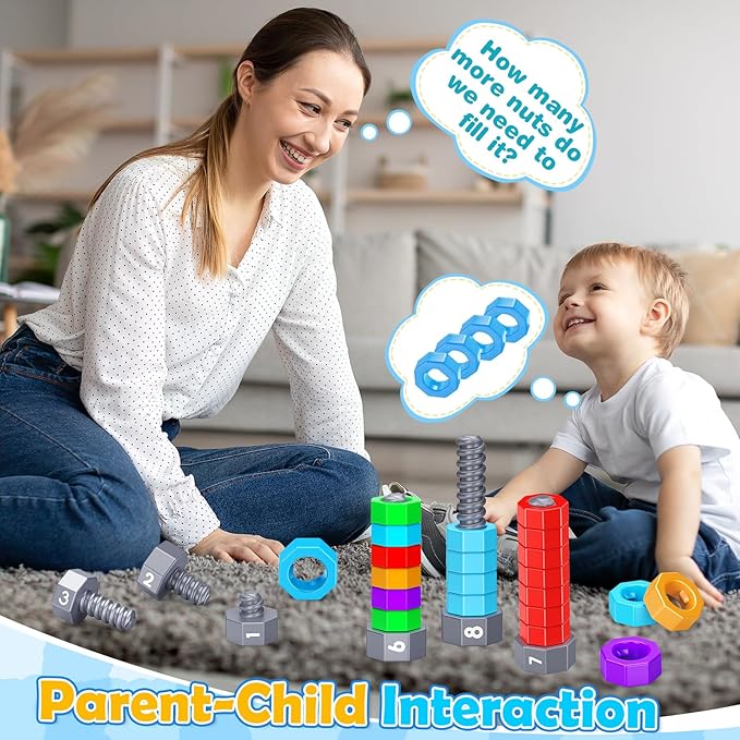 2-in-1 Montessori Counting & Stacking Toys for Toddlers Ages 1-5 Autism Sensory Toys for Kids Preschool Educational Spinning Learning Games Birthday Xmas Gifts for Boys Girls 1-5 Year Old