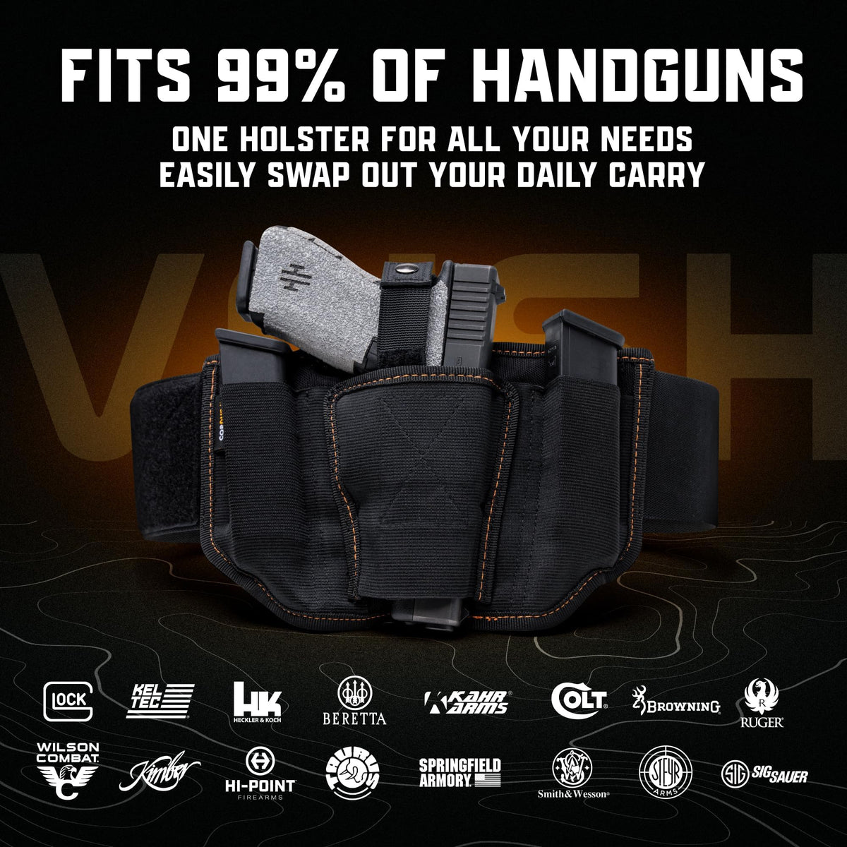 VNSH Belly Band Holster – Comfortable, Secure & Discreet | Concealed Carry Fit for 99% of Handguns with Built-in Mag Pouches