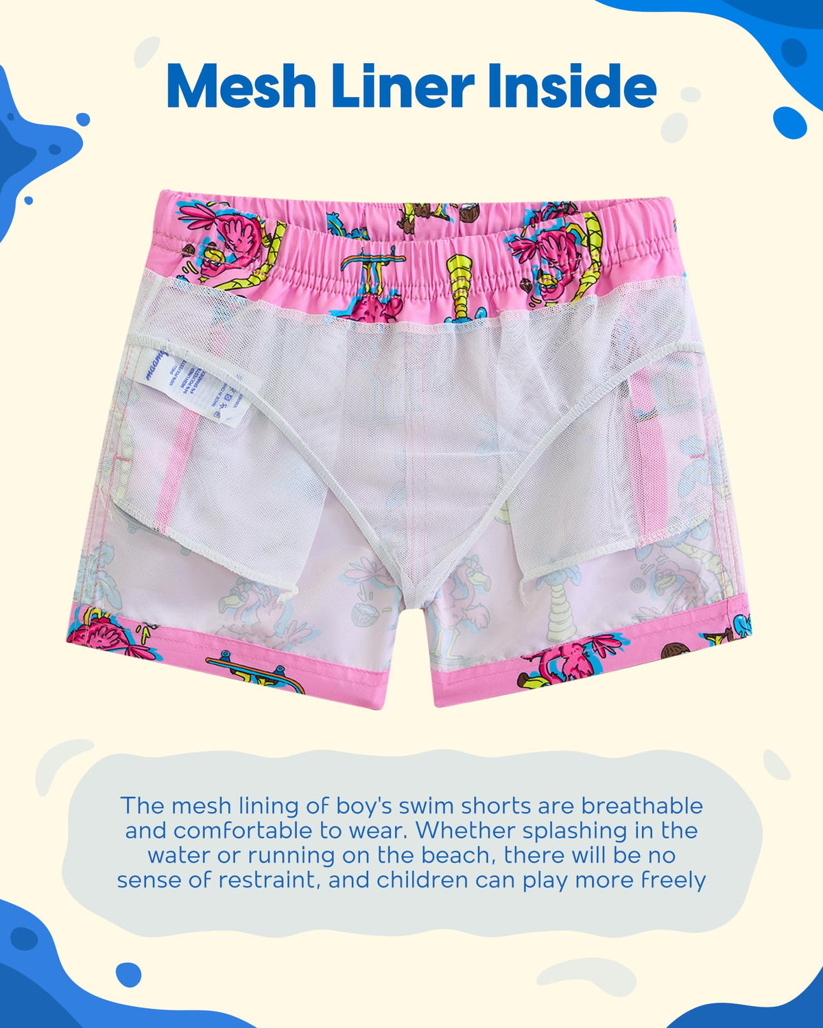 maamgic Boys Swim Trunks Toddler Swim Shorts Little Boys Bathing Suit Swimsuit Toddler Boy Swimwear Flamingo Pink 2T