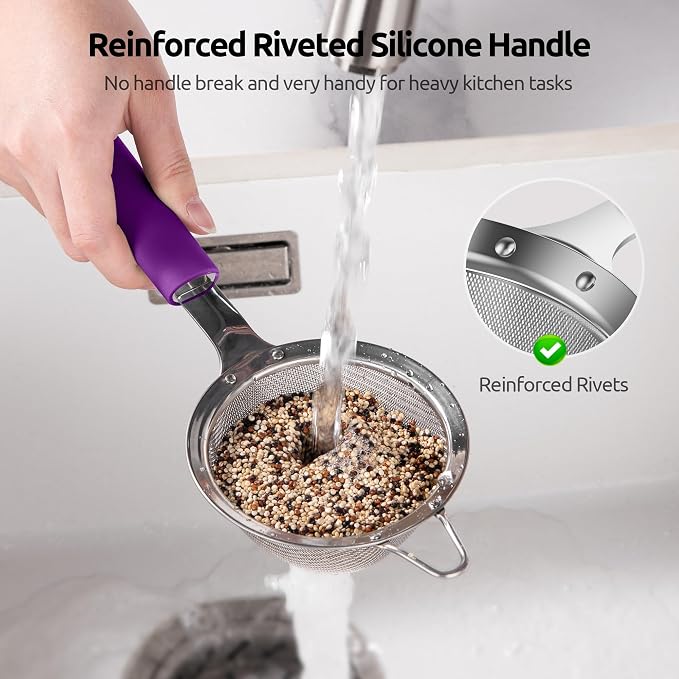 U-Taste Small Fine Mesh Strainer: 18/8 Stainless Steel 3.35in 30 Mesh Kitchen
