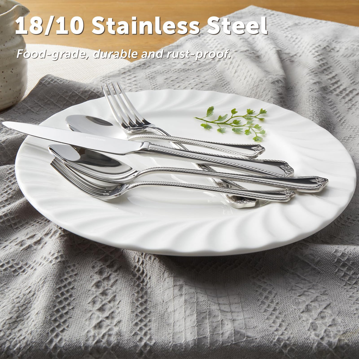 KINGSTONE 30-Piece Silverware Set, 18/10 Stainless Steel Flatware Set for 6