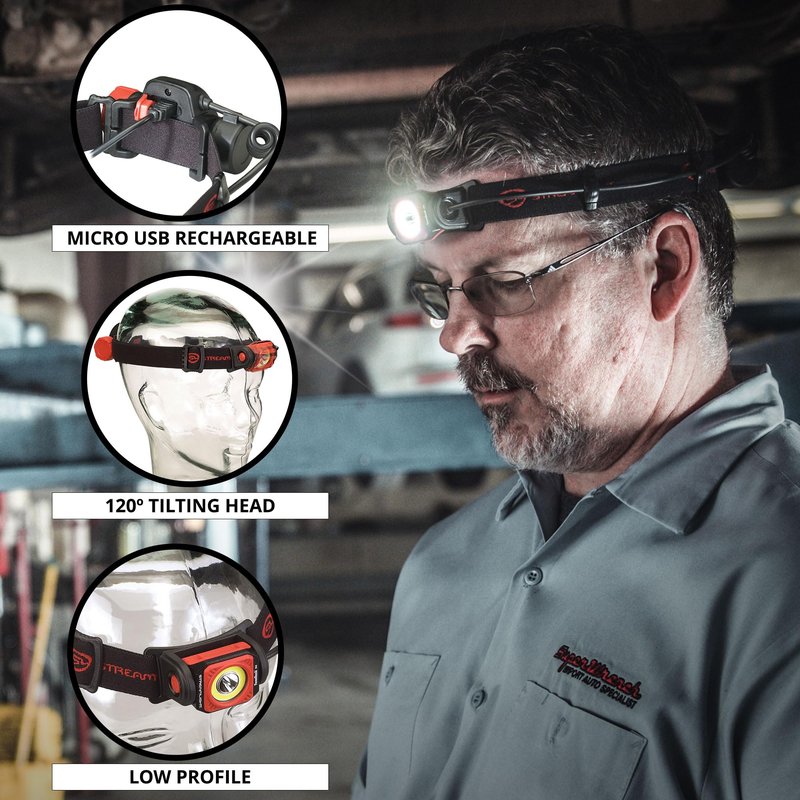 Streamlight 51064 Twin-Task 375-Lumens USB Headlamp, Box, Black/Red