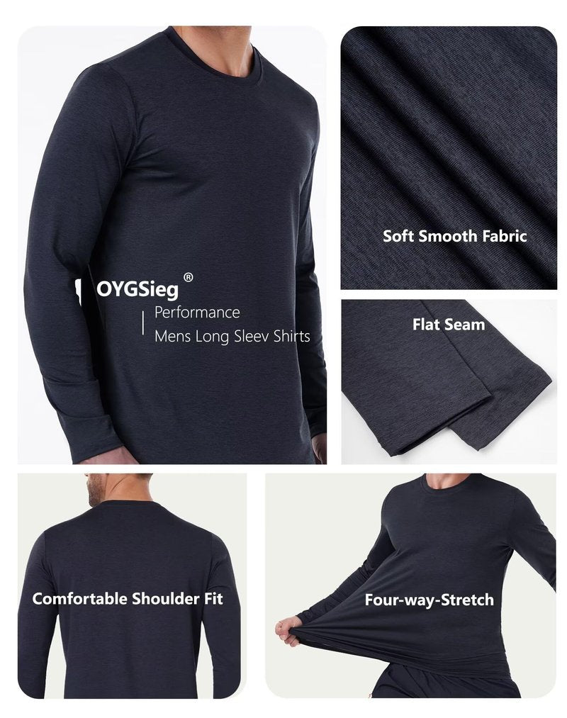 7 Pack Long Sleeve Shirts for Men Moisture Wicking Sun Protection UV UPF 50+ SPF Performance Quick Dry T-Shirt for Casual