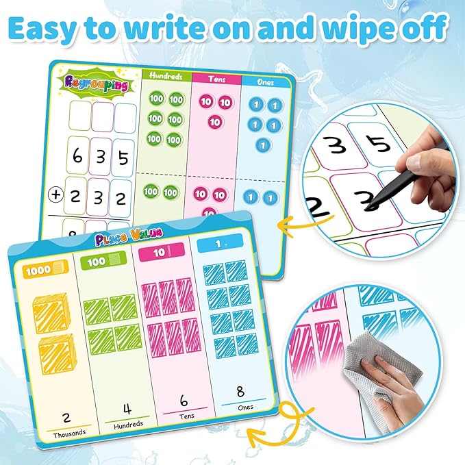 Magnetic Place Value Manipulatives Math Games for Kids Regrouping Base Ten Blocks, Addition and Subtraction Games Classroom Must Haves 1st 2nd 3rd Grade Homeschool Supplies Small Group