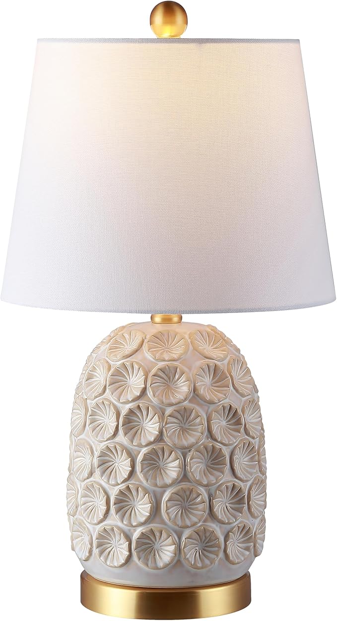 Safavieh Lighting Collection Lamson Cream 21-inch Bedroom Living Room Home Office Desk Nightstand Table Lamp (LED Bulb Included)