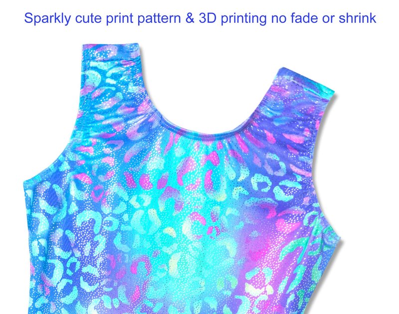 Domusgo Girls Gymnastics Leotards Size 7-8 Years Old Sparkly Green Purple Leopard Practice Outfits