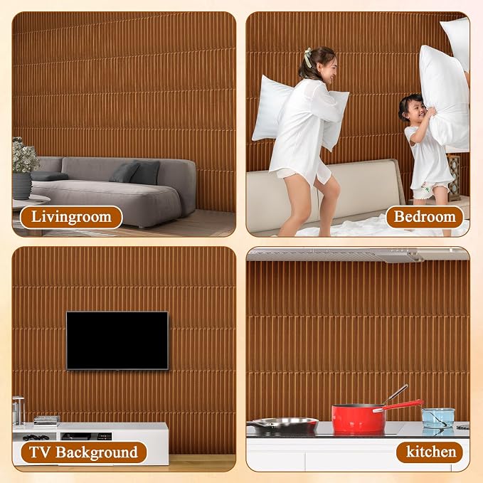 Nuanchu 32 Pcs 3D Slat Wall Panels 12 x 12 Inch PVC Fluted Textured Panel