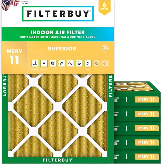 Filterbuy 24x30x2 Air Filter MERV 11 Superior Pet & Allergy Defense,