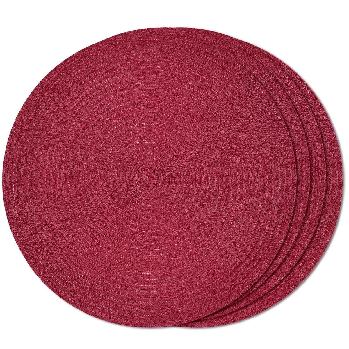 FunWheat Round Braided Placemats Set of 4 Place mats for Dining Tables Woven Heat Resistant Table Mats 15 inch (Wine,4pcs)