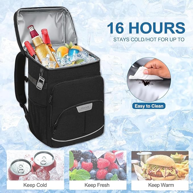 MOSISO Cooler Backpack, 40 Cans Large Capacity Leakproof Insulated Soft Backpack Cooler, Portable Lightweight Beach Cooler Bag for Men Women, Waterproof Lunch Bag for Picnics Camping Hiking