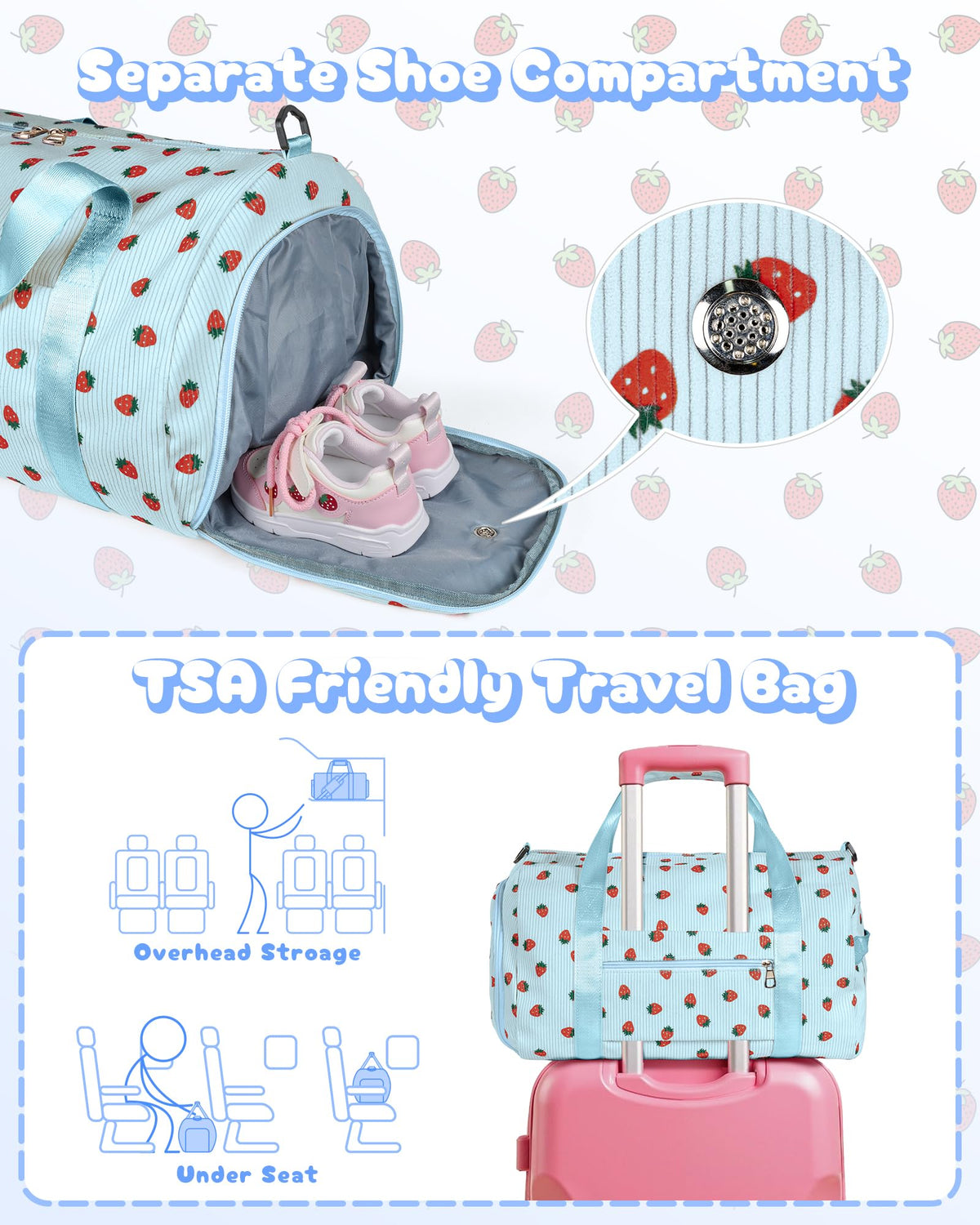 Vogewood Gifts for Teenage Girl, Girls Gym Bag, Kids Personalized Weekend Duffel Bags with Shoe Compartment, Initial Travel Tote with Makeup Bag, Birthday Gift for Daughter Niece Sister (Letter P)