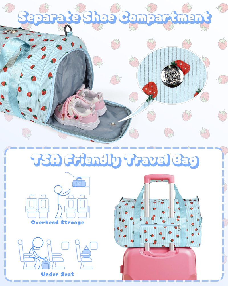 Vogewood Birthday Gift for Grandkids, Girls Gym Bag, Kids Personalized Weekend Duffel Bags with Shoe Compartment, Initial Travel Tote with Makeup Bag, Trendy Gifts for Teen Girl (Letter C)