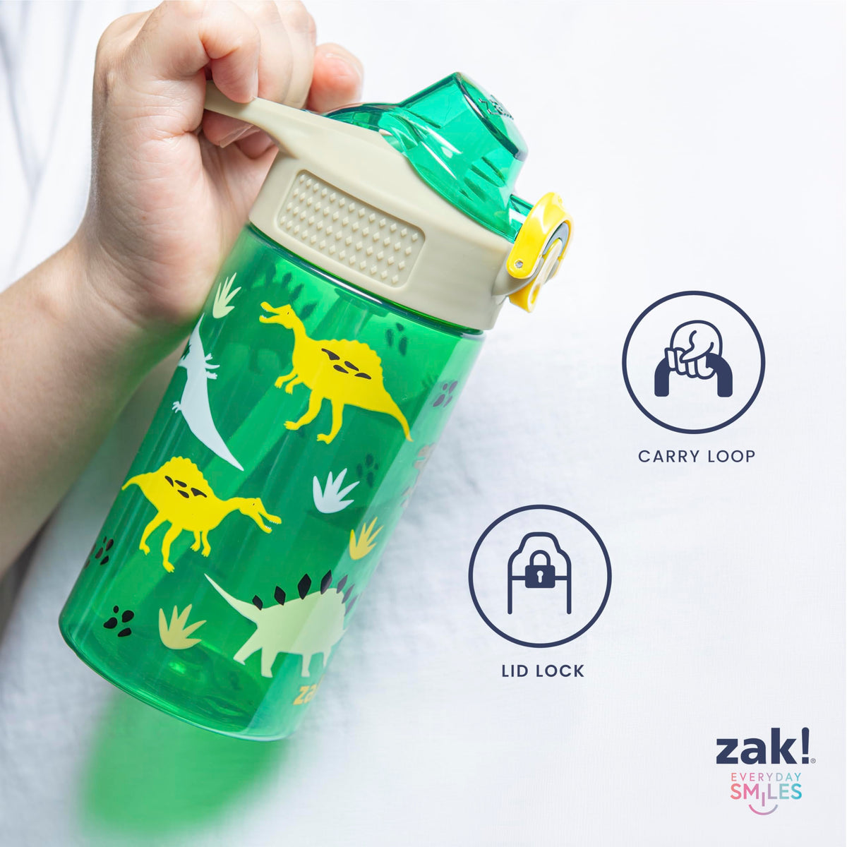 Zak Designs CoComelon Sage Kids Water Bottle For School or Travel, 16oz Durable Plastic Water Bottle With Straw, Handle, and Leak-Proof, Pop-Up Spout Cover, 2-Pack Set (JJ & Cody)